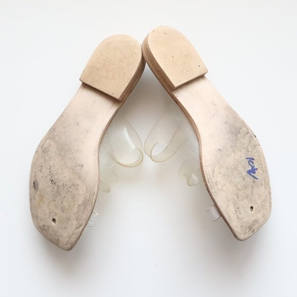 Dolce Vita White & Transparent Strappy Flat Slip-on / Slide / Flip-flop Sandals - Picture 3 of 13